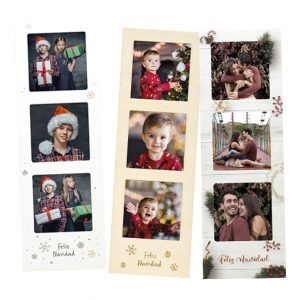 Imán 30x10cm navideño con 3 fotos de 7x7cm